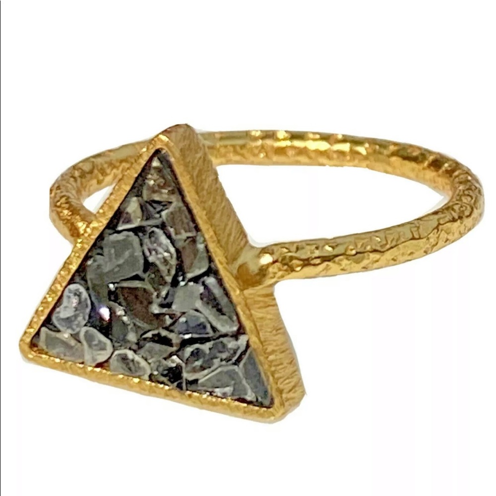 Sterling Silver Vermeil Polki Black Diamond Ring 5